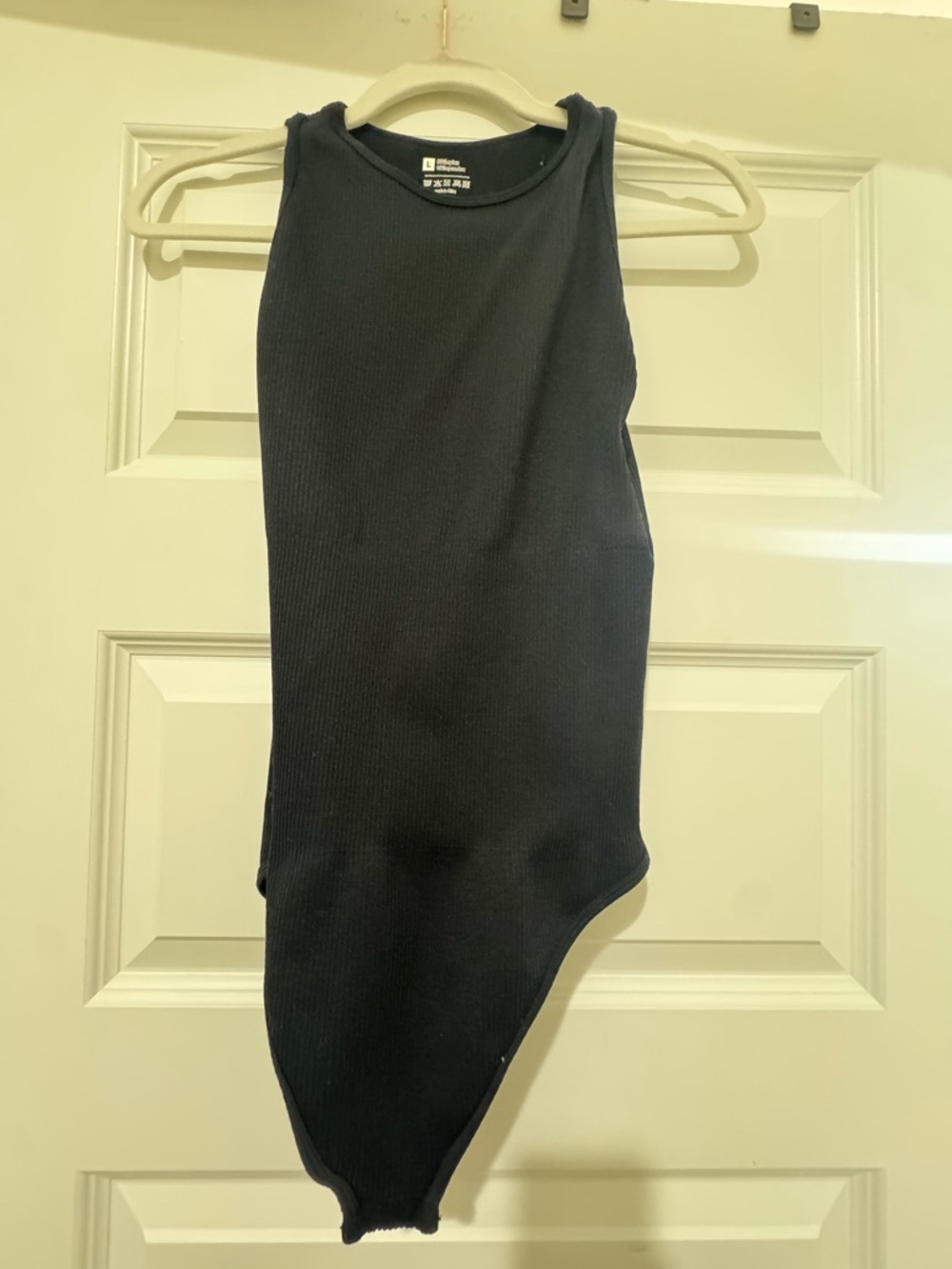 Ribbed Sleeveless Bodysuit in Black- women’s large - spandex and nylon